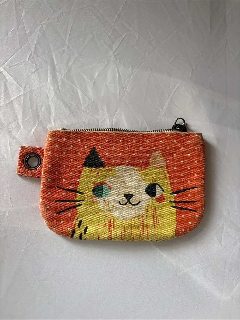 Danica Studio Cute Orange Cat Canvas Clutch or Coin Purse Bright Colors